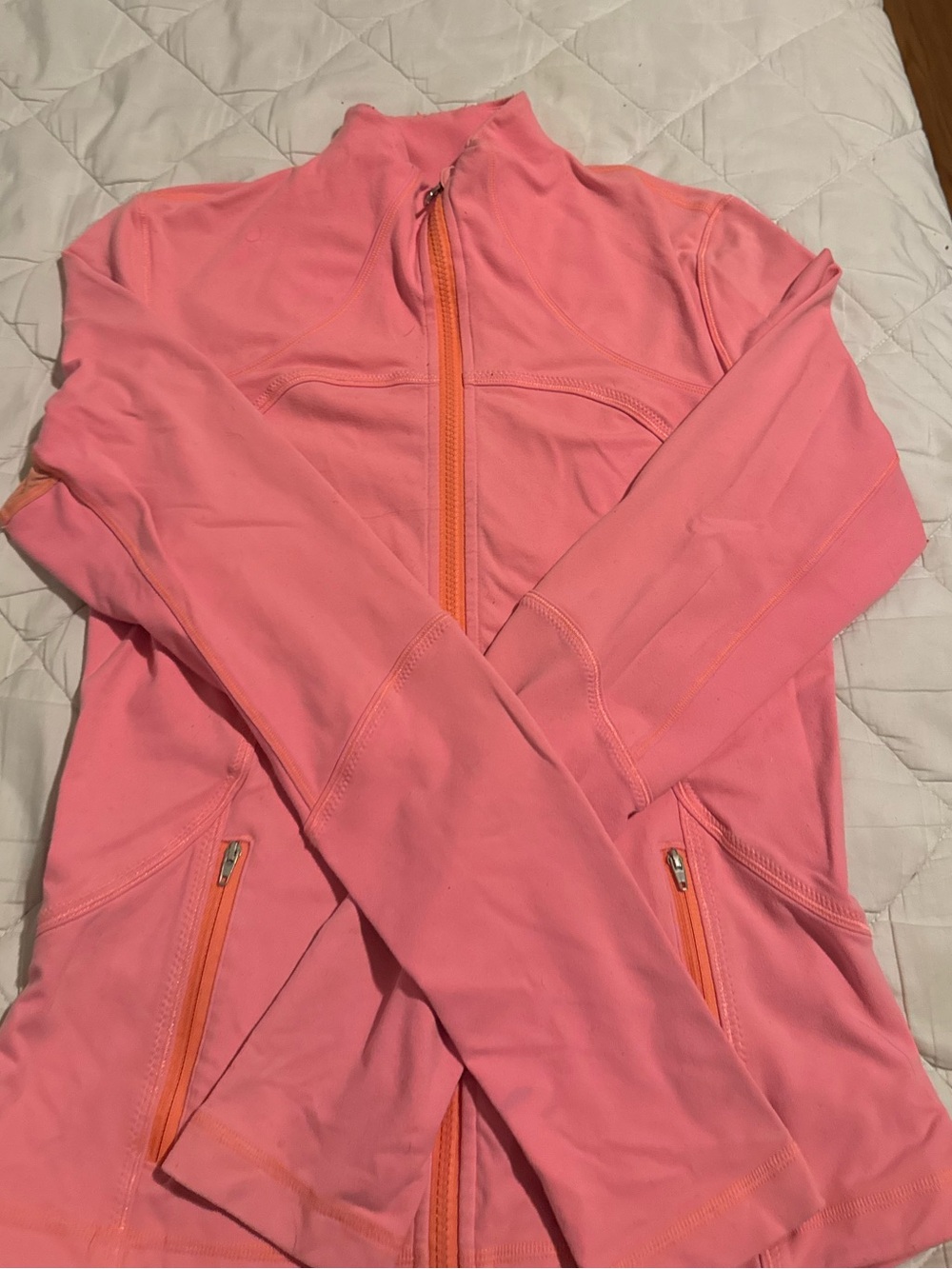 lululemon athletica Coral Pink Full-Zip Define Jacket with Orange Trim